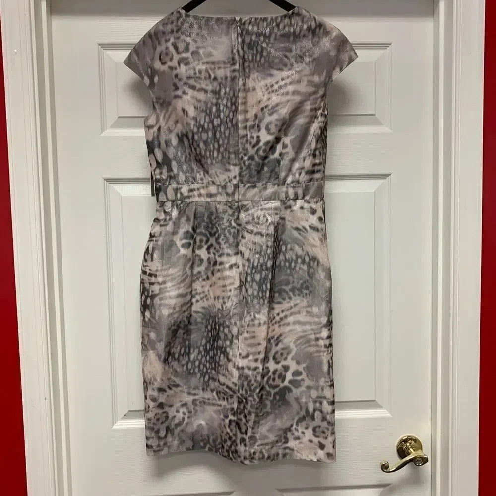 Eliza J Animal Print Taffeta Crystal Embellished Dress sz 12 NWT